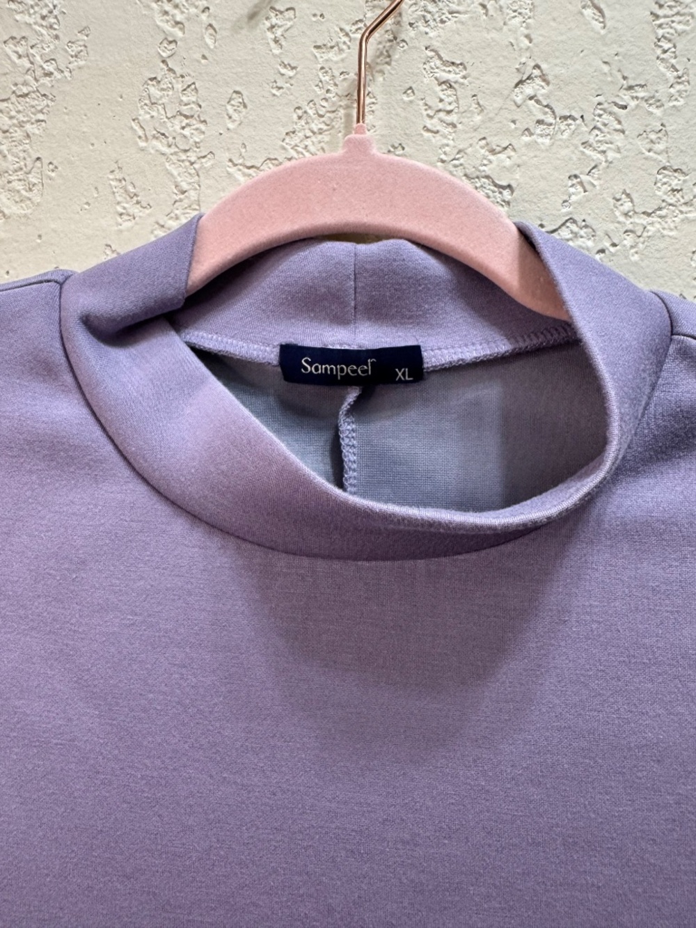 Sampeel XL Lavender Mock Neck Sleeveless Top Stretch Knit Blouse - Picture 3 of 7